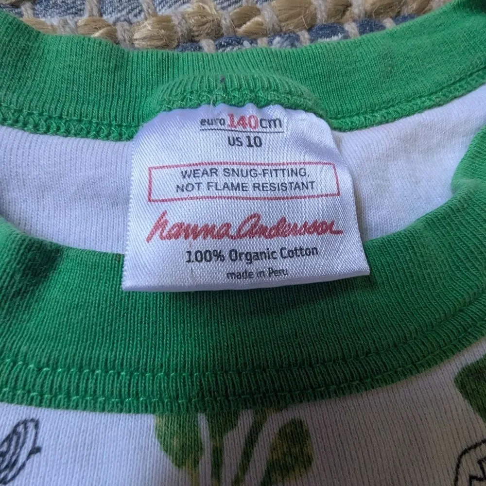 Hanna Andersson Kids Pajama Top US 10 / 140cm Organic Cotton Veggie Print L/S